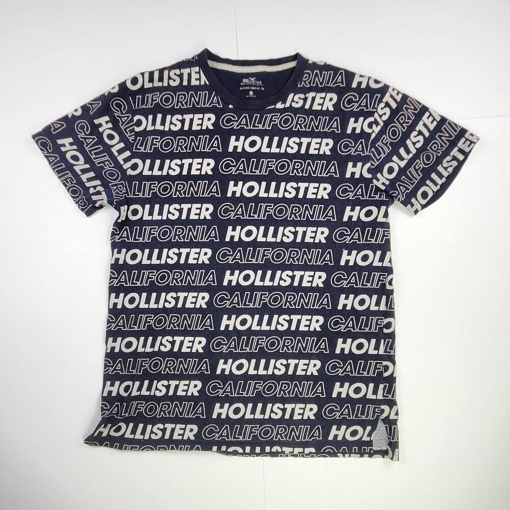 Hollister-co Men's Blue and Navy T-shirt